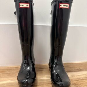 Women's Original Tall Hunter Black Adjustable Rain Boots Size 7